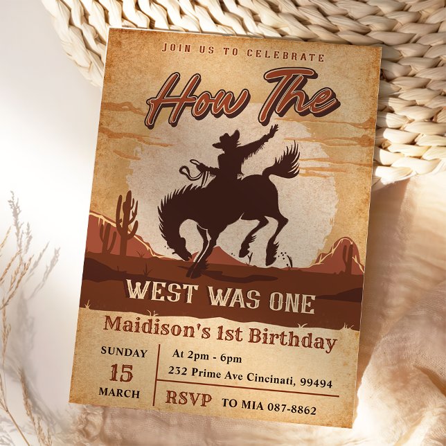 Cowboy Rodeo 1st Birthday How The West Was One  Invitation (Creator Uploaded)