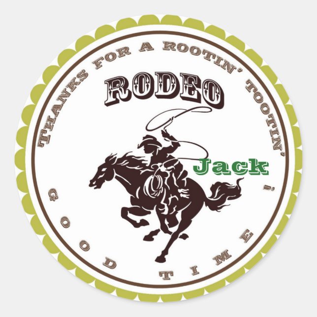 Cowboy Rodeo Anniversaire Fête Favoriser Stickers (Devant)