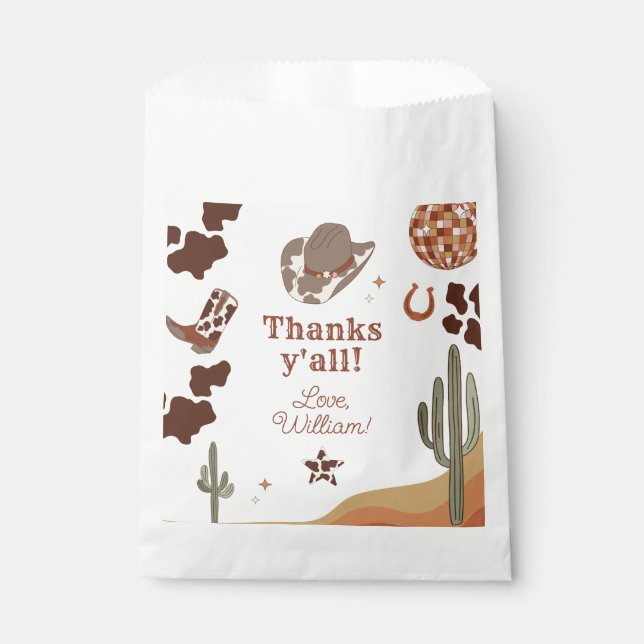 Cowboy Rodeo birthday Wild west Thank you Favour Bag (Front)
