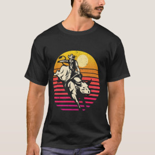 Cowboy Rodeo Bull Riding Sunset T-Shirt