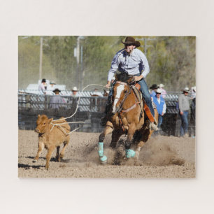 Cowboy Rodeo Calf Roping Western Sports Jigsaw Puzzle