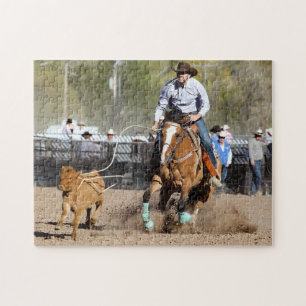 Cowboy Rodeo Calf Roping Western Sports Jigsaw Puzzle