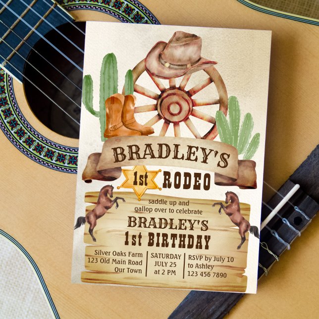 Cowboy rodeo horses western birthday party invitation (Creator Uploaded)