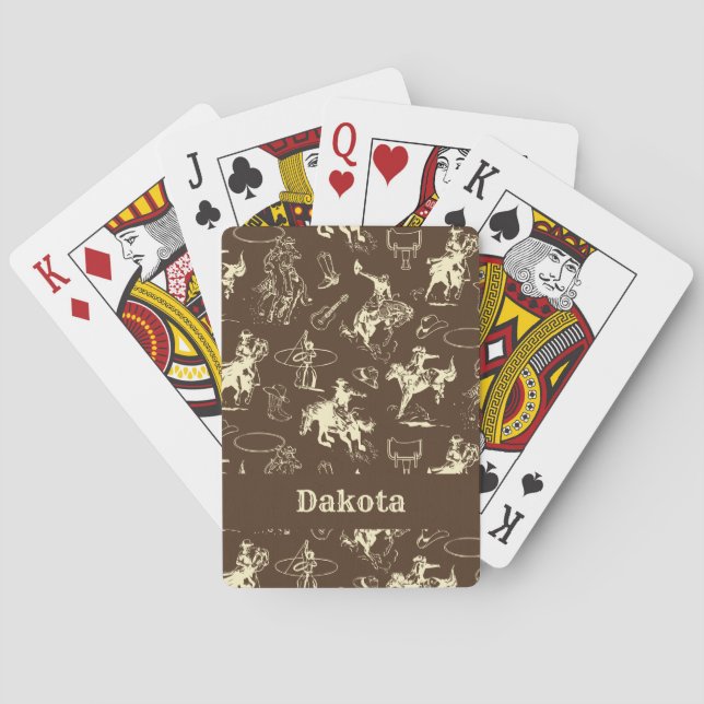 Cowboy Rodeo Horses Western Personalized  Playing Cards (Back)