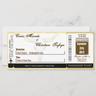Cowboy Rodeo Stee Boarding Pass Faire-part de mari