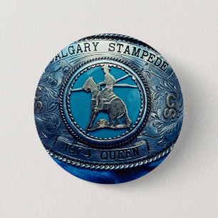 Cowboy rodeo trophy buckle, Alberta, Canada 2 Inch Round Button