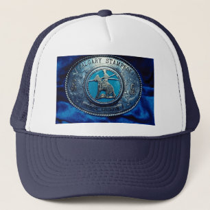 Cowboy rodeo trophy buckle, Alberta, Canada Trucker Hat
