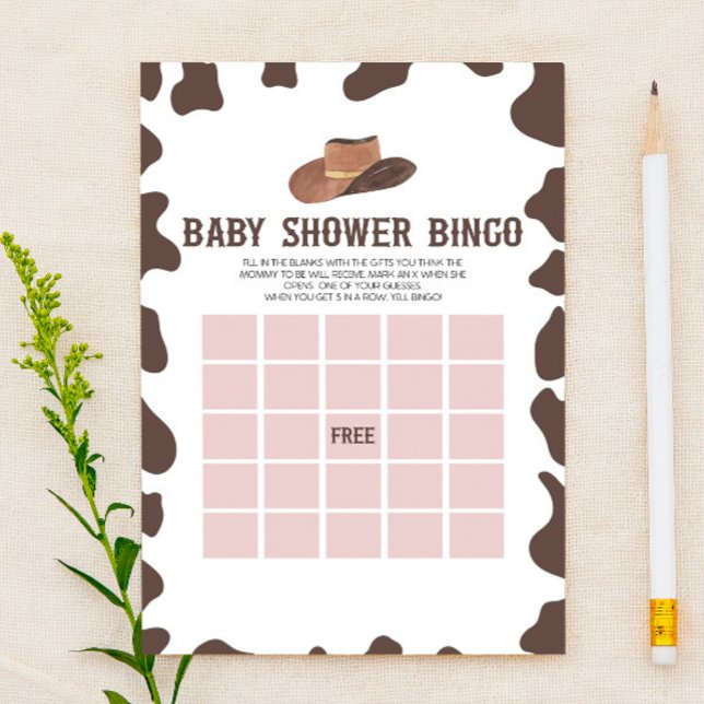 Cowboy Rodeo Western Bingo Baby Shower Game Stationery (Creator Uploaded)