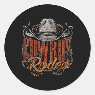 Cowboy Rodeo Western Texan Gift Country Bull Ridin Classic Round Sticker