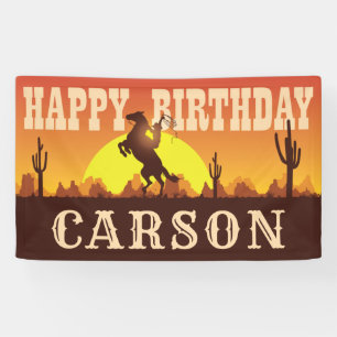 Cowboy Rodeo Wild West Any Age, Happy Birthday Banner