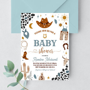 Cowboy Rodeo Wild West Western Baby Shower Invitation