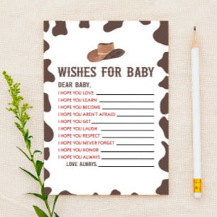 Cowboy Rodeo Wishes For Baby Shower Activity Stationery