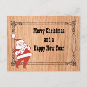 Cowboy Rope Frame and Santa Holiday Postcard