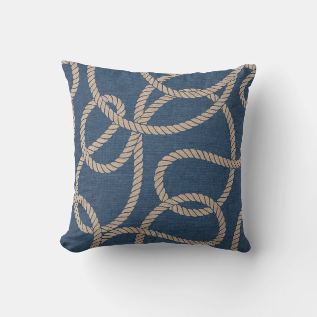 Cowboy Rope Pattern in Blue Throw Pillow (Front)