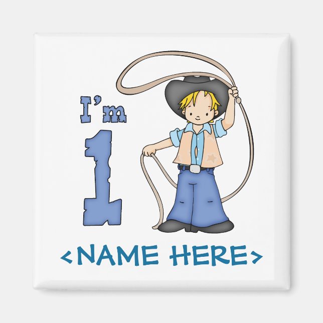 Cowboy Roper 1st Birthday Magnet (Front)
