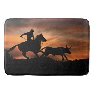 Cowboy Roping a Steer Bathmat