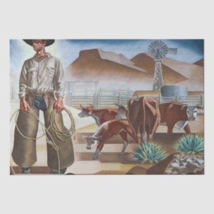 Cowboy Roping Cattle Tissue Paper