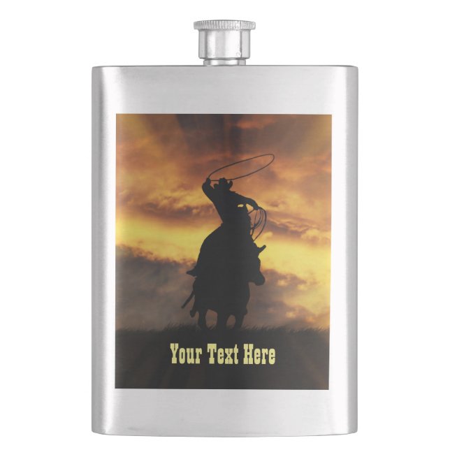 Cowboy Roping Custom Hip Flask (Front)
