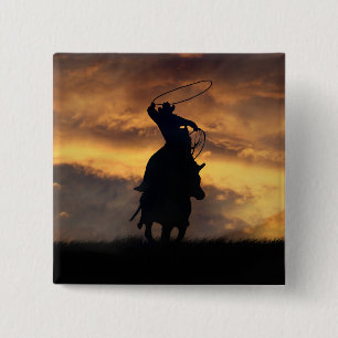 Cowboy Roping Flair Button