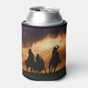 Cowboy Roping in the Sunset Rodeo Cozy Can Cooler
