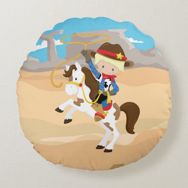 Cowboy Round Pillow (Front)