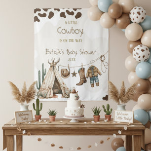 Cowboy rustic howdy Western watercolor baby shower Tapestry