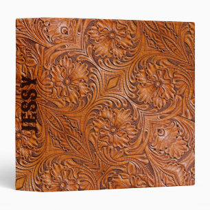 Cowboy Rustic western country tooled leather print Binder
