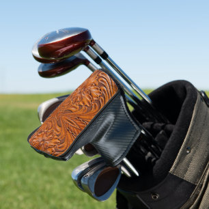 Cowboy Rustic western country tooled leather print Golf Head Cover