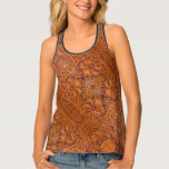 Cowboy Rustic western country tooled leather print Tank Top<br><div class="desc">Rustic western country pattern tooled leather print tank top. Cowboy decor accessories.</div>