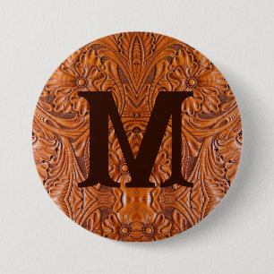 Cowboy Rustic western country wedding monogram 3 Inch Round Button