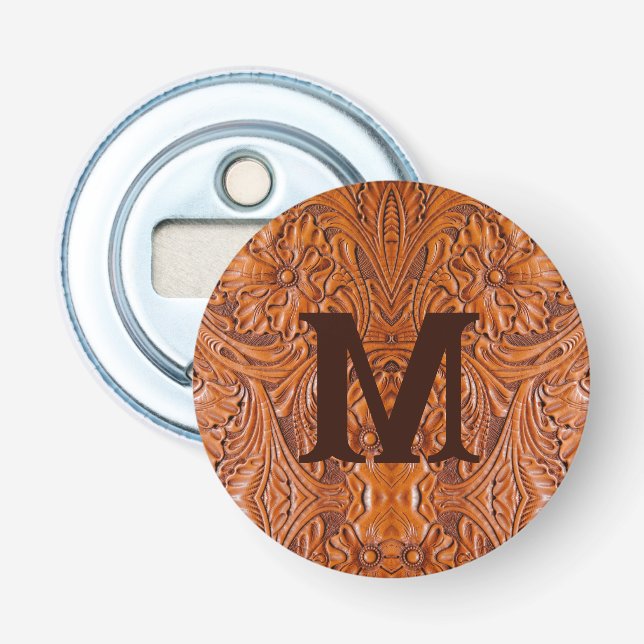 Cowboy Rustic western country wedding monogram Bottle Opener (Front)