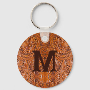 Cowboy Rustic western country wedding monogram Keychain