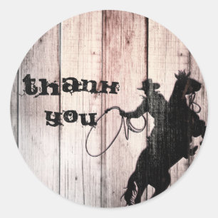 Cowboy Rustic Wood Barn Country Party Favour Classic Round Sticker