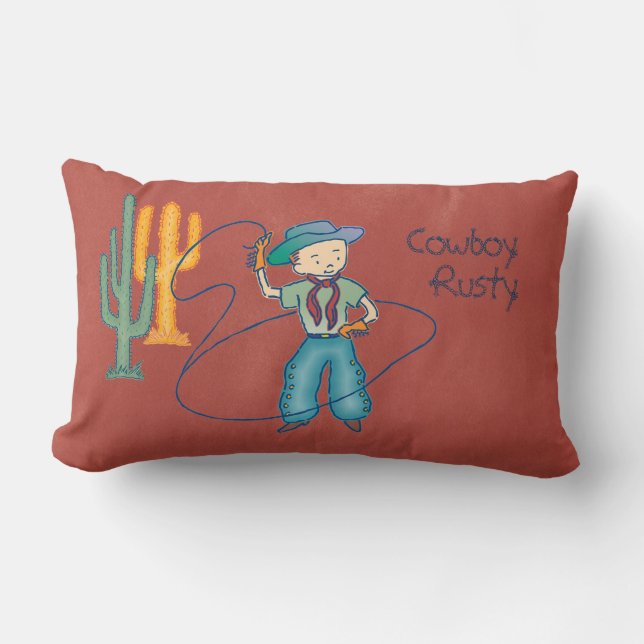Cowboy Rusty Rodeo Champ Lumbar Pillow (Front)