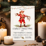 Cowboy Santa Christmas lasso lights Invitation<br><div class="desc">Rustic Watercolor Western Cowboy Christmas party invitations . Features a cowboy Santa Claus, garlands, christmas lights, Lasso with christmas lights and horseshoe. Great for your Western Themed Holiday Chritmas Party! All wording can be changed. To make more changes go to Personalize this template. On the bottom you’ll see “Want to...</div>