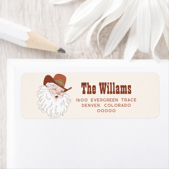 Cowboy Santa Christmas Return Address Labels  (Insitu)
