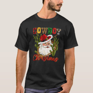 Cowboy Santa Claus Christmas Western Cactus Buffal T-Shirt