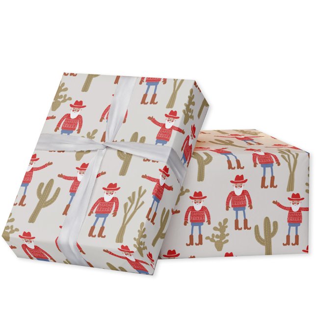 Cowboy Santa Claus Christmas Wrapping Paper (Fun Cowboy Santa Claus Western Christmas Holiday gift wrapping paper roll)