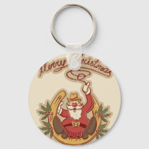 Cowboy Santa Claus Keychain