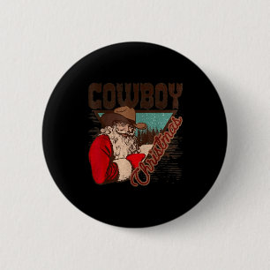 Cowboy Santa Claus Merry Christmas Western Country 2 Inch Round Button