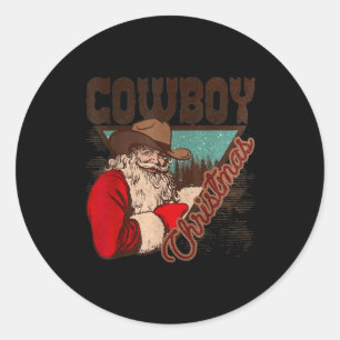 Cowboy Santa Claus Merry Christmas Western Country Classic Round Sticker