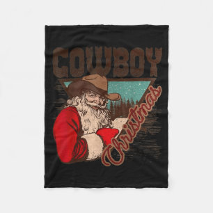 Cowboy Santa Claus Merry Christmas Western Country Fleece Blanket