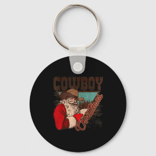 Cowboy Santa Claus Merry Christmas Western Country Keychain