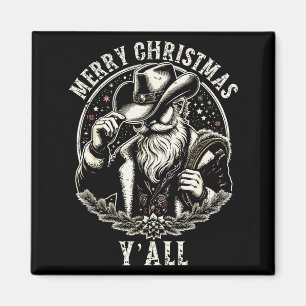 Cowboy Santa Claus Merry Christmas Y'all Western C Magnet