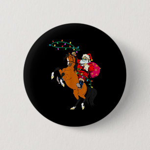 Cowboy Santa Claus Riding A Horse Christmas Cowboy 2 Inch Round Button