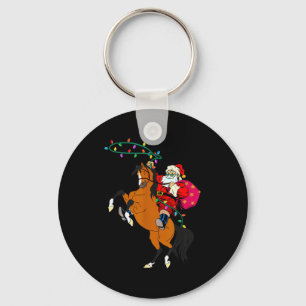 Cowboy Santa Claus Riding A Horse Christmas Cowboy Keychain