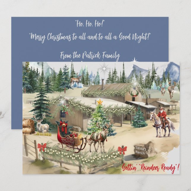 Cowboy Santa Gettin' "Reindeer Ready" Christmas Ca (Front/Back)