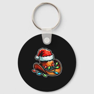 Cowboy Santa Hat Xmas Reindeer Rodeo Christmas In Keychain