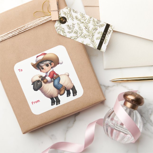 Cowboy Santa Mutton Busting Christmas Sticker (Gifting)