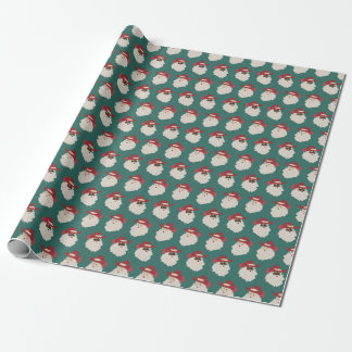 Cowboy Santa on dark green Wrapping Paper
